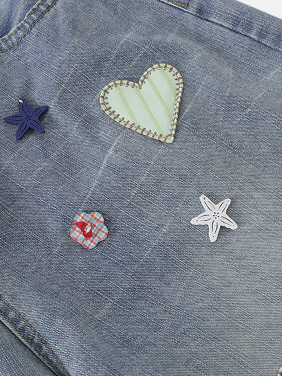[Pre-Order] Aelfric Eden Heart Star Patchwork Jeans